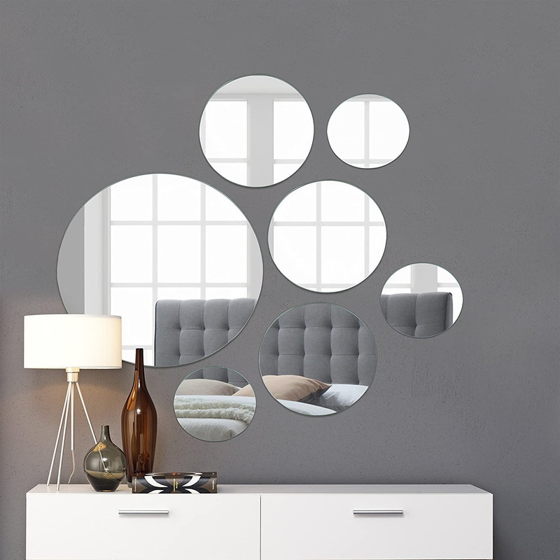 Medium Round Mirror Wall Mounted Assorted Sizes (1x10”, 3x7”, 3x4”) - Set of 7 R gallery