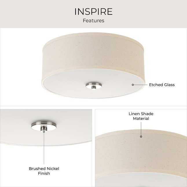 Progress Lighting Inspire 13 in. 2-Light Brushed Nickel Kitchen Ceiling Light gallery