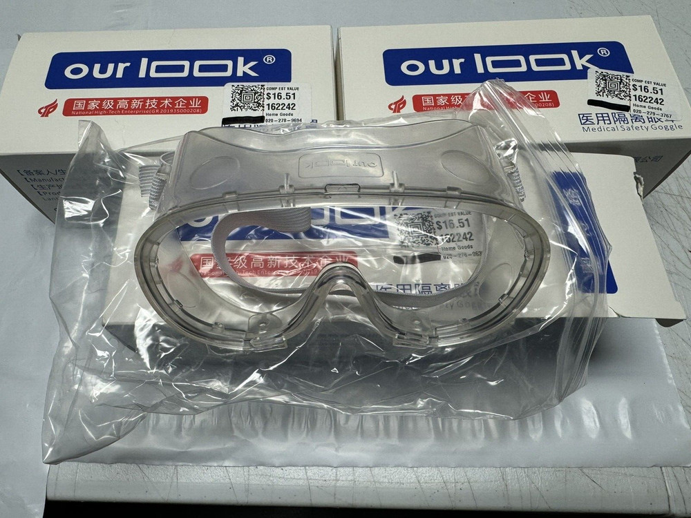 3 Box Lot - OUR LOOK Transparent Protection Goggles Medical Safety Seal Eye New