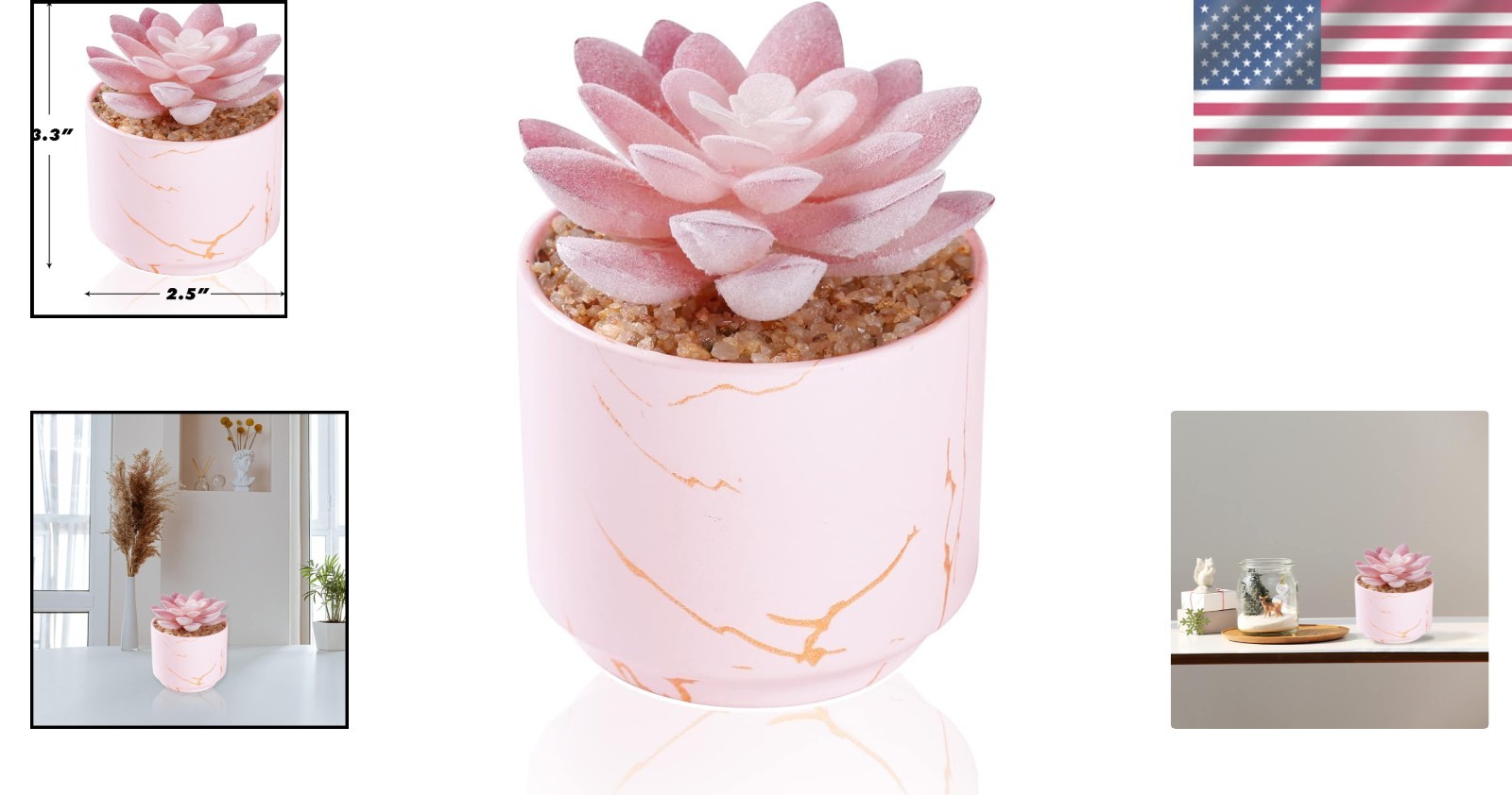 Charming Artificial Pink Succulent in Ceramic Pot - Cute Décor for All Rooms gallery