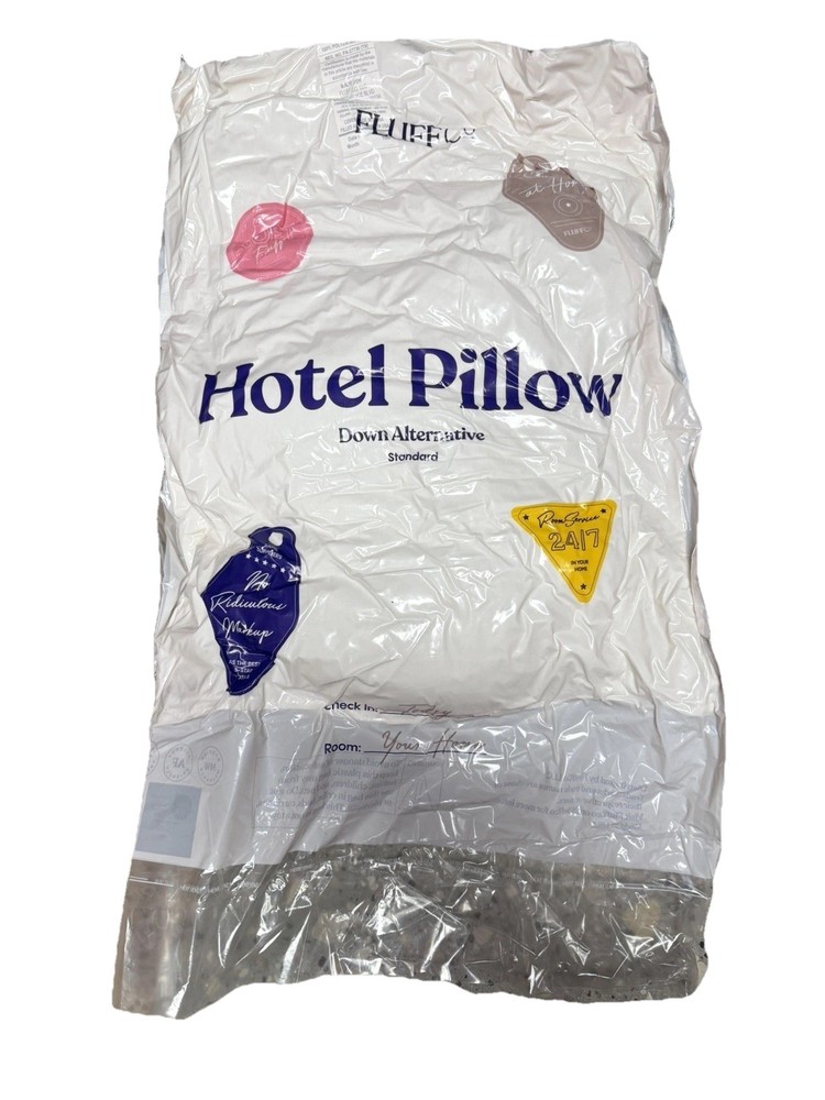 FluffCo Down Alternative Soft Fluff Standard/Queen Bed Pillow 20"x28" Hotel NEW