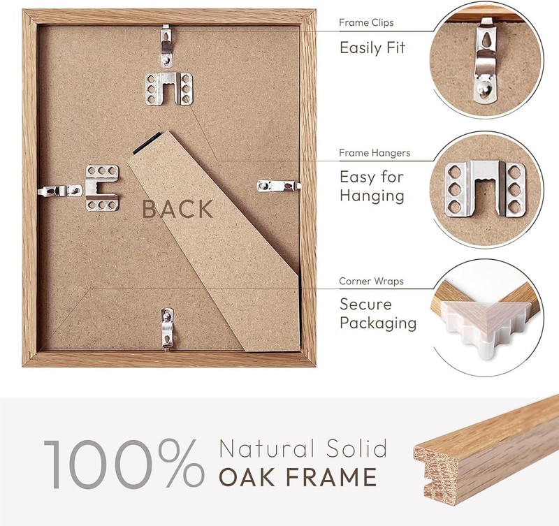 Shatterproof Real Wood Picture Frame with Mat for Wall Hanging Tabletop Display gallery