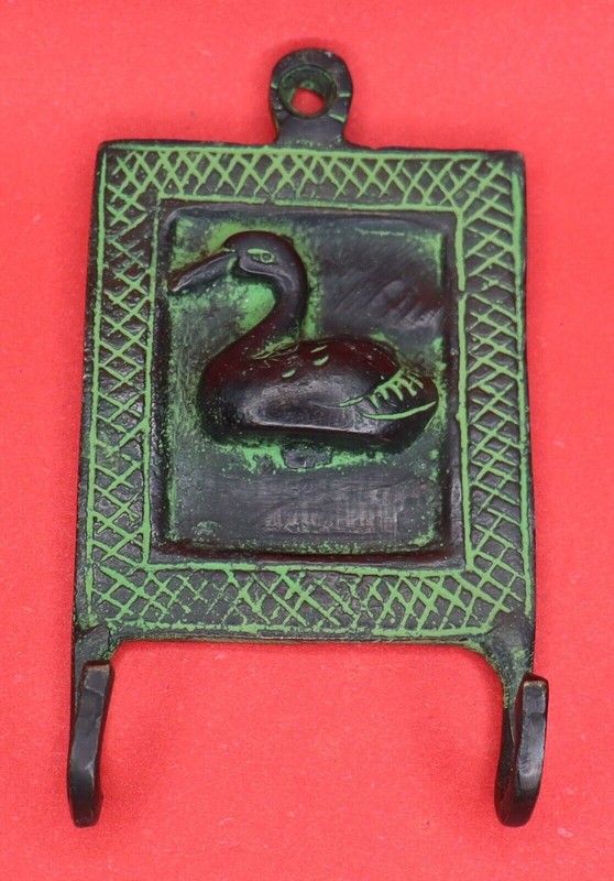 Duck Shape 2 Hook Victorian Antique Style Handmade Brass Cloth Key Wall Hanger gallery