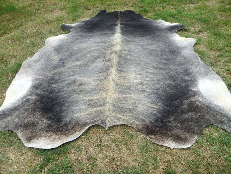 MAKE OFFER !! LARGE DARK GRAY Cowhide Rug natural Cowhides Cow Hide Skin RT gallery