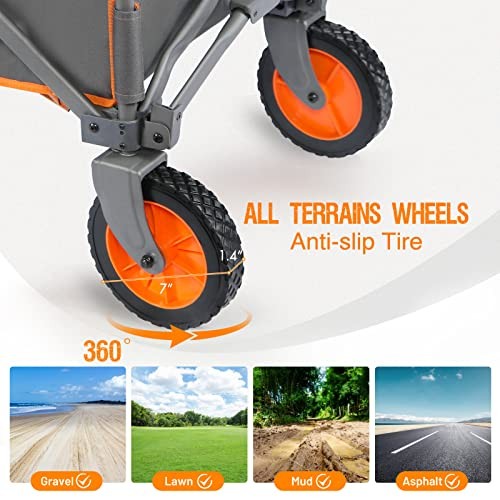 PORTAL COLLAPSIBLE WAGON, FOLDABLE BEACH WAGON CART, ALL TERRAIN, 225LBS - GREY gallery