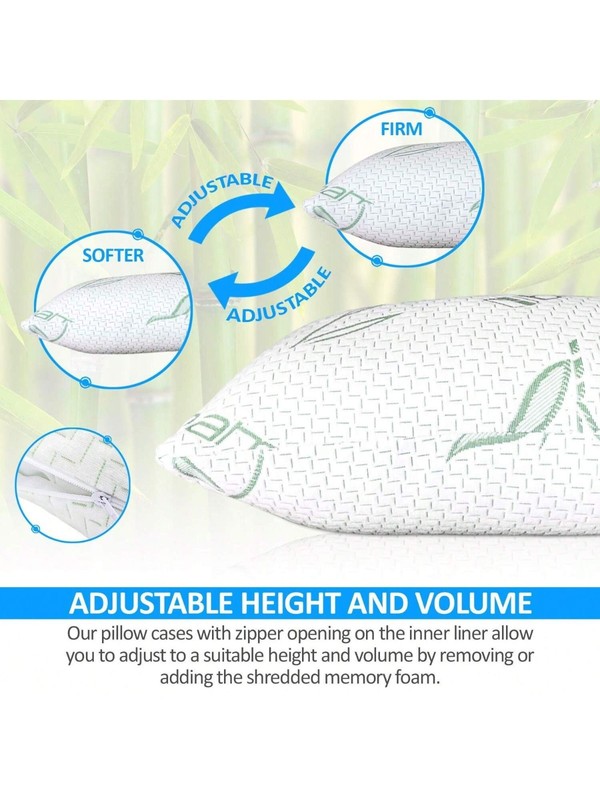BAMBOO Pillows 2 Pack King Queen Size Memory Foam Pillows Cooling Bed Pillow NEW gallery