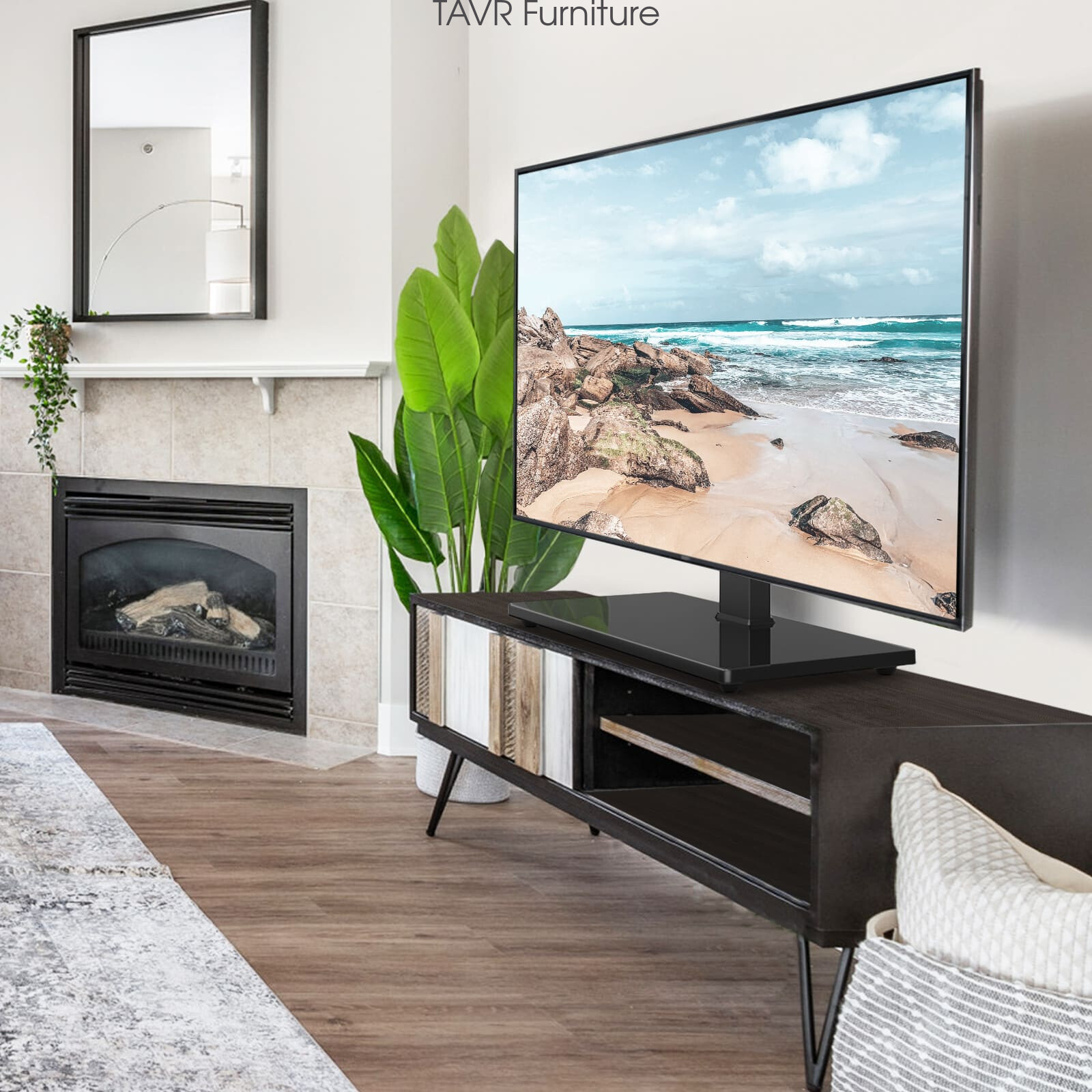 Universal Tabletop TV Base Stand with Swivel Mount for 37-75 inch TV, Black gallery