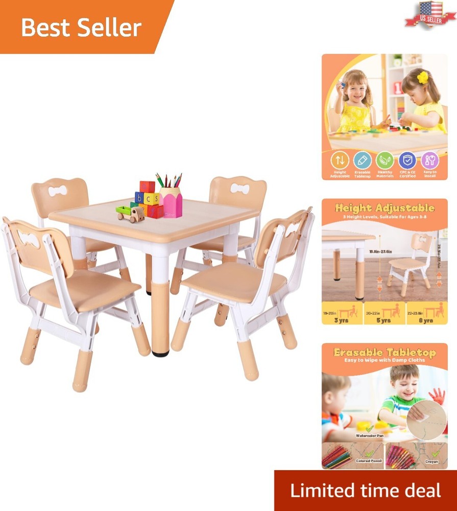 Sturdy & Versatile Height Adjustable Kids Table - Ages 3-8 - CPC & CE Approved