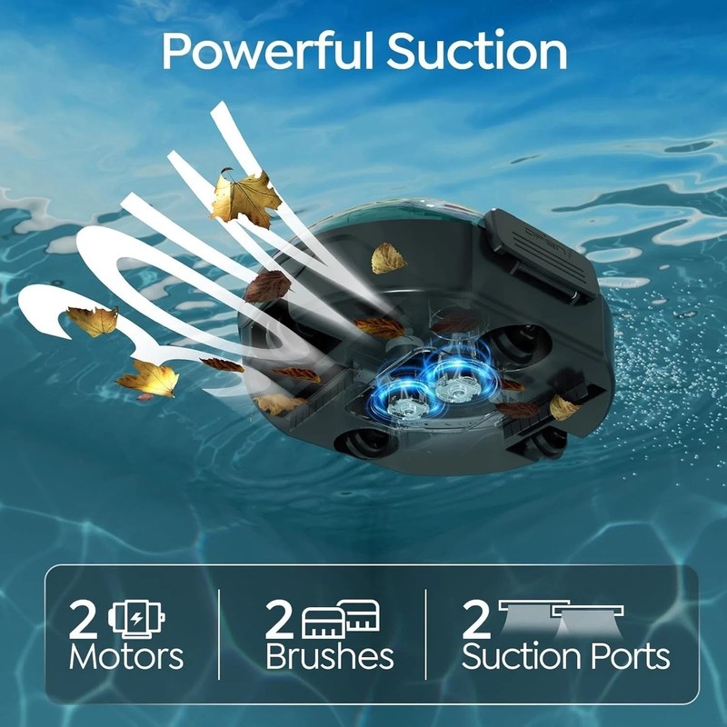 Cordless Robotic Pool Cleaner Above Ground Vacuum 90Min Dual Filter Self Park S2 gallery