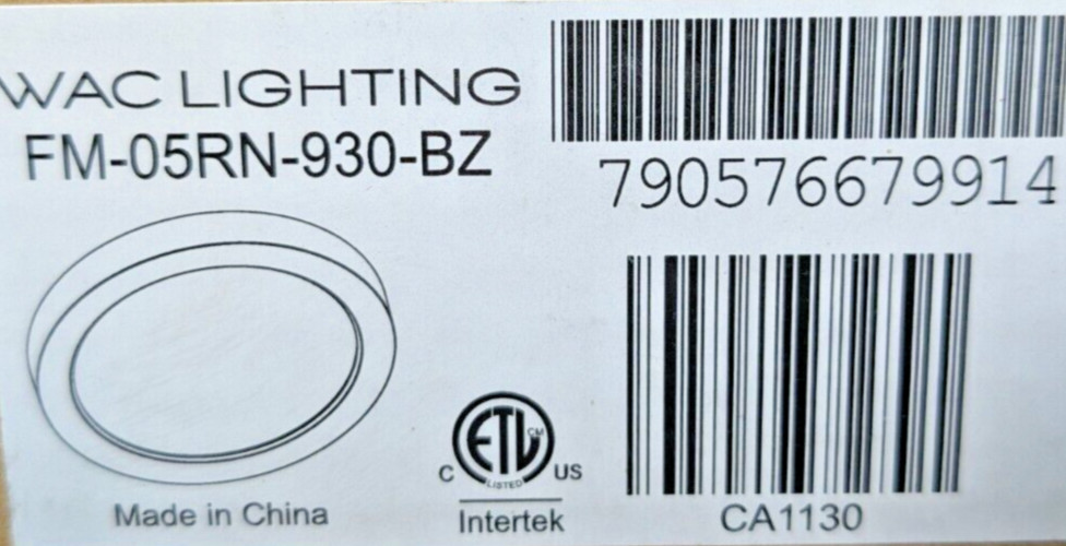 WAC 5" BRONZE LED ROUND FLUSH MOUNT DOWN LIGHT FIXTURE 3000K FM-05RN-930-BZ gallery