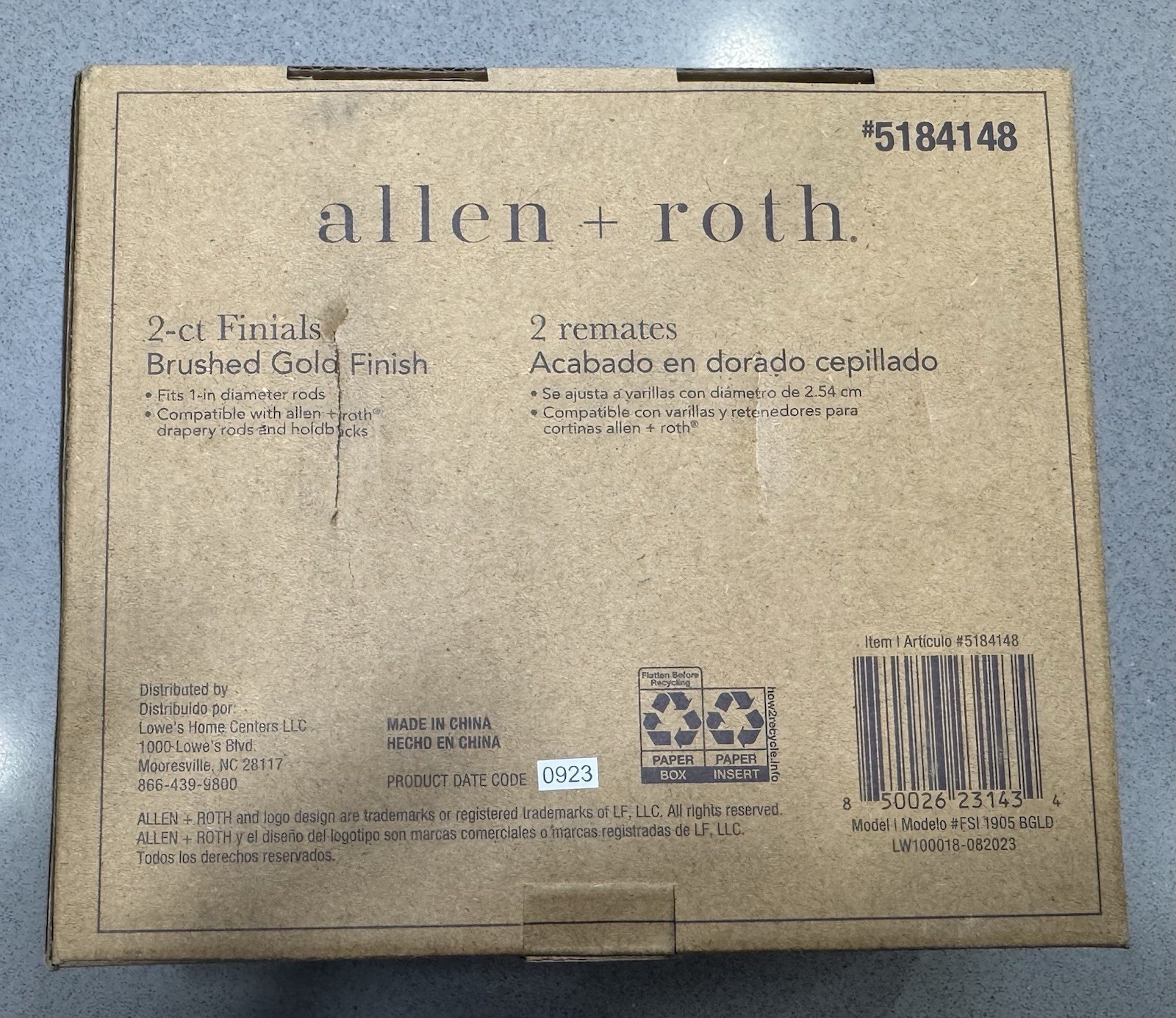 Allen + Roth 2-ct Curtain Rod Finials / End Caps Brushed Gold Finish gallery