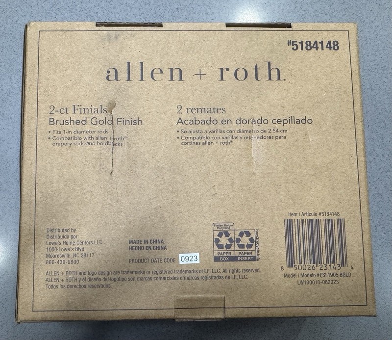 Allen + Roth 2-ct Curtain Rod Finials / End Caps Brushed Gold Finish gallery