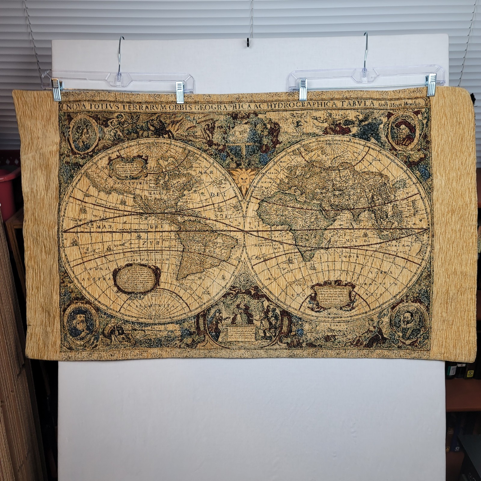 Antique World Map Tapestry Copy 41x23 (Actual) Plush Mohawk Home Plush Shrunk gallery