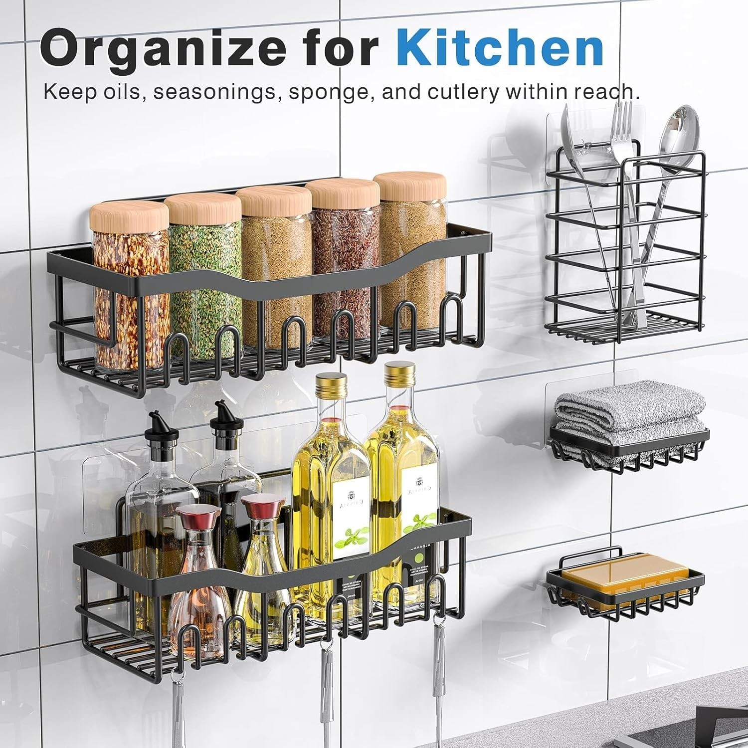 EUDELE Adhesive Shower Caddy, 5 Pack Rustproof Stainless Steel Bath Organizers gallery