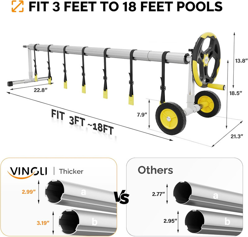 VINGLI Pool Cover Reel Set Solar Pool Cover Reel for Inground Swimming Pool, Alu gallery