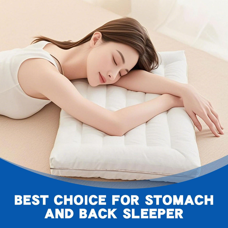 Slim Flat Sleeping Pillow, Low-Profile Design, Standard Size 18X26 Inches, White gallery