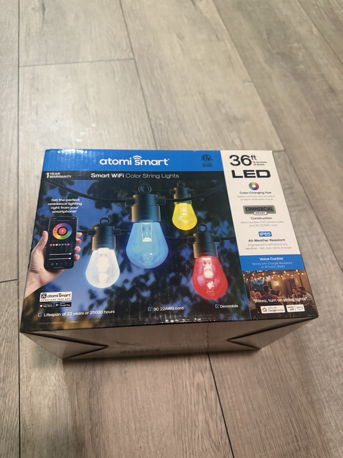 Atomi Smart Wi-Fi Color Outdoor String Lights - App controlled - 36ft gallery