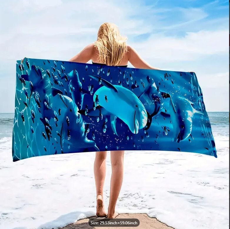 Dolphin Pool/Beach Towel Soft, Fast Dry, 29.5 x 59 inches gallery