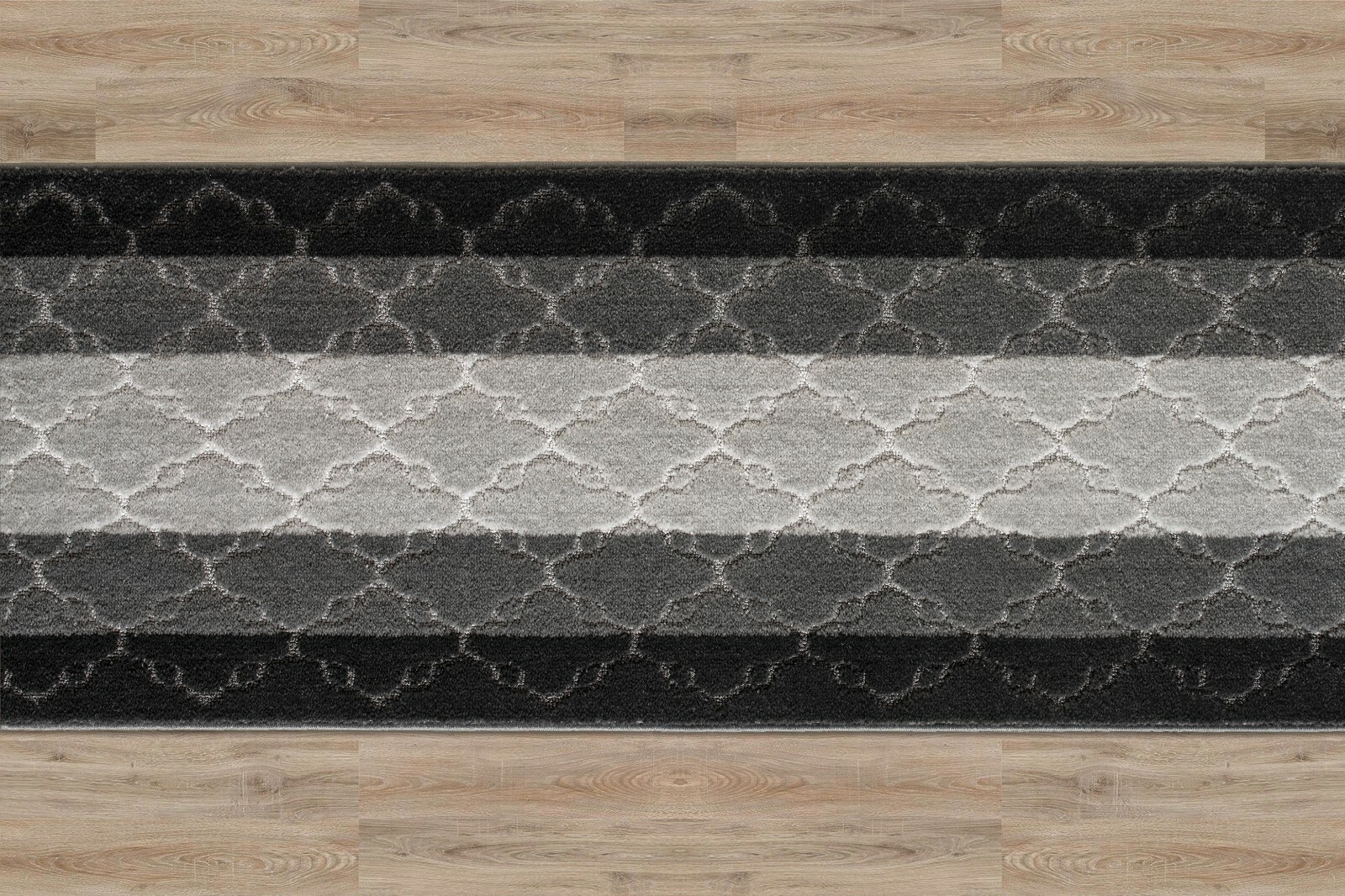 Slip Resistant Hallway Carpet Runner Rug, Trellis Grey, Sold and Priced Per Foot gallery
