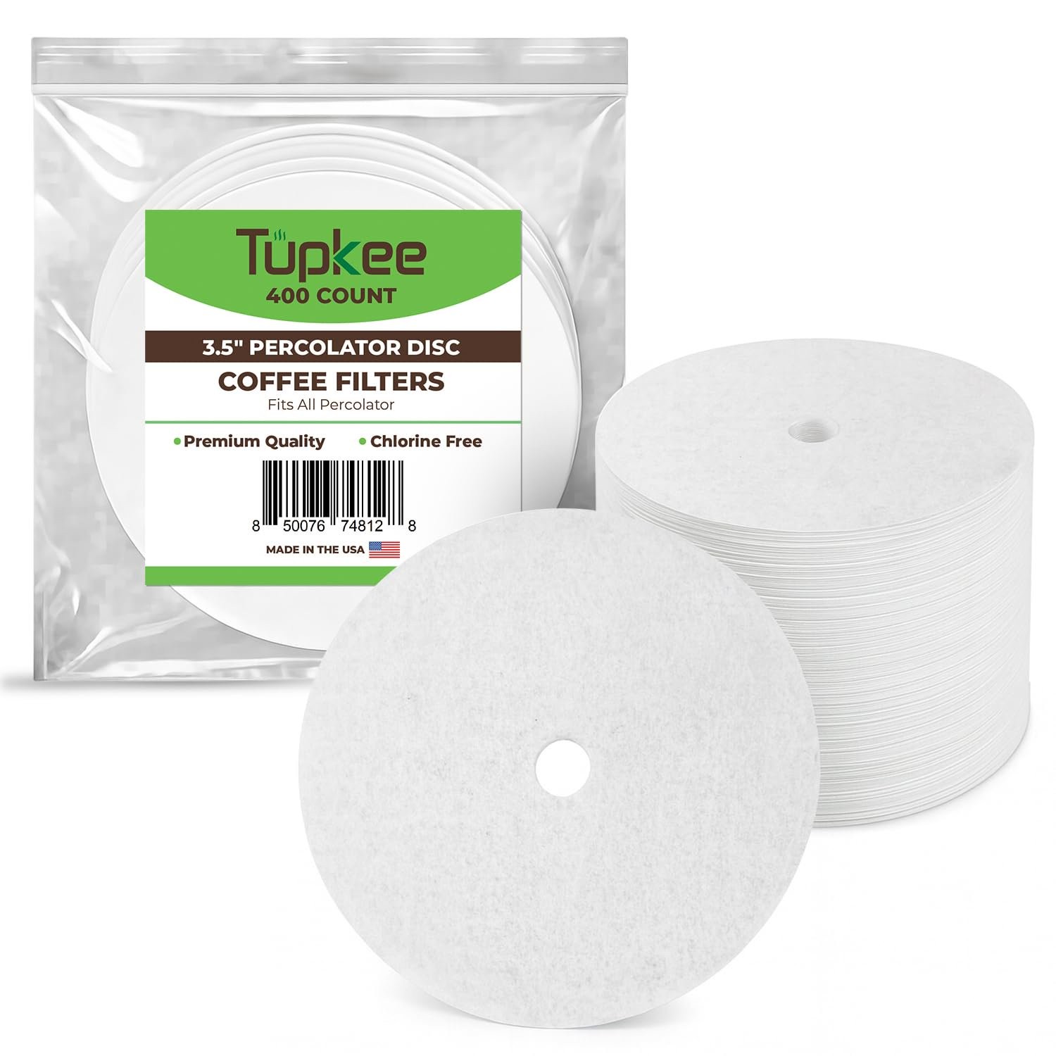 3.5" Percolator Coffee Filters – Flat Disc Round Coffee Filters - 400 Count gallery