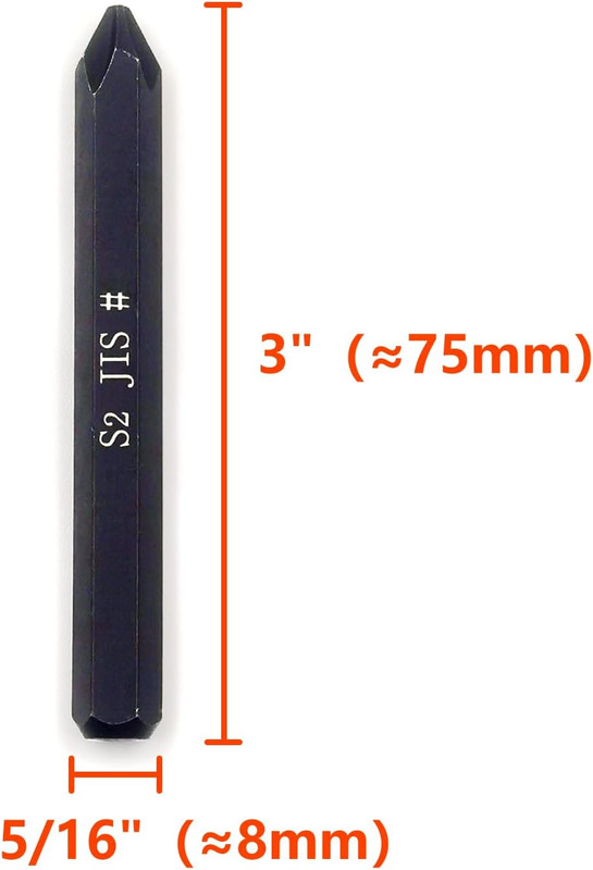JIS B4633 Impact Screwdriver Bits Set 5/16" Hex S2 Steel 75mm Japanese Vehicles gallery