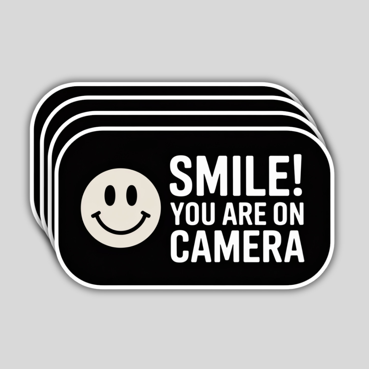 4pcs Smile You’re On Camera Stickers – Waterproof Security Warning Decals gallery