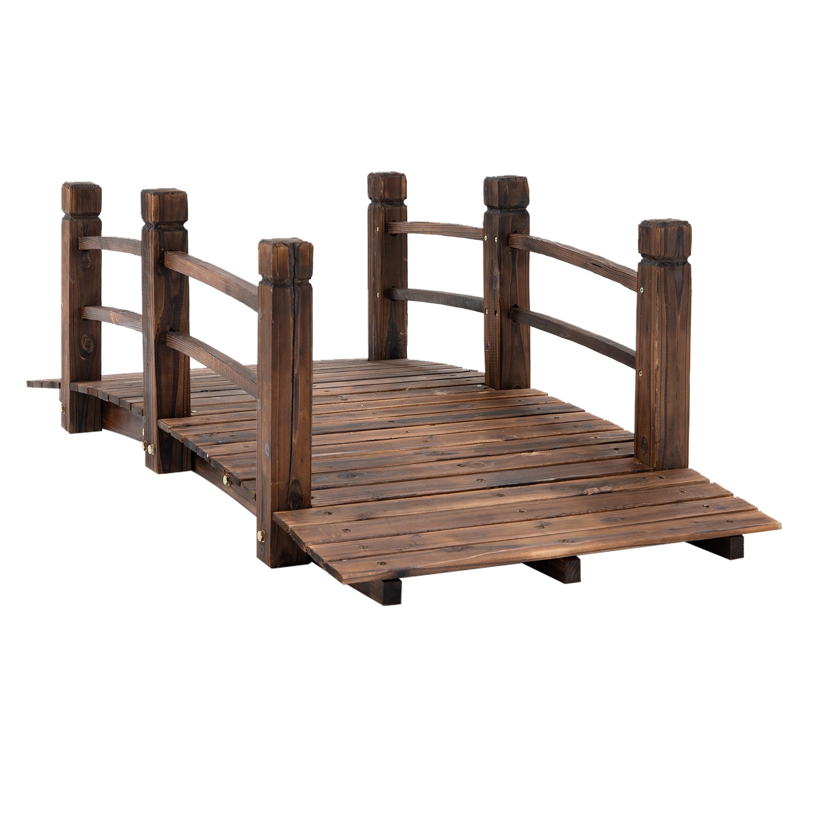 Fir Wood Garden Bridge Arc Walkway with Side Railings for Backyards gallery