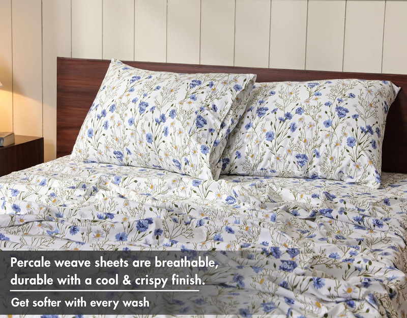 RUVANTI 100% Cotton Percale Sheets Full Size – Crisp Cooling Bed Sheets for Hot gallery
