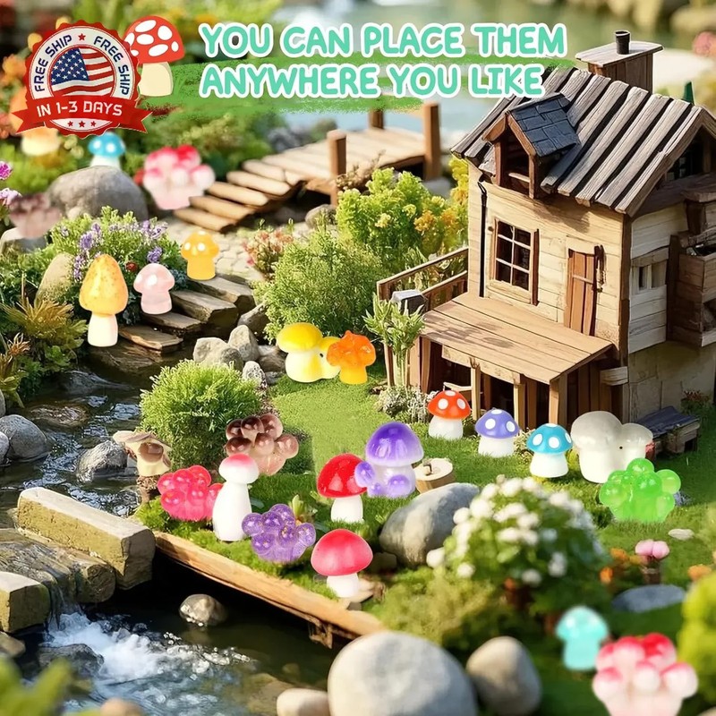 100pcs Mini Mushrooms Tiny Resin Mushrooms Miniature Little Small Mushroom Figur gallery