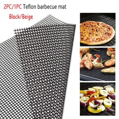 1–2 Pcs BBQ Grill Mesh Mat Reusable Non-Stick Net Cooking Sheet Outdoor Use