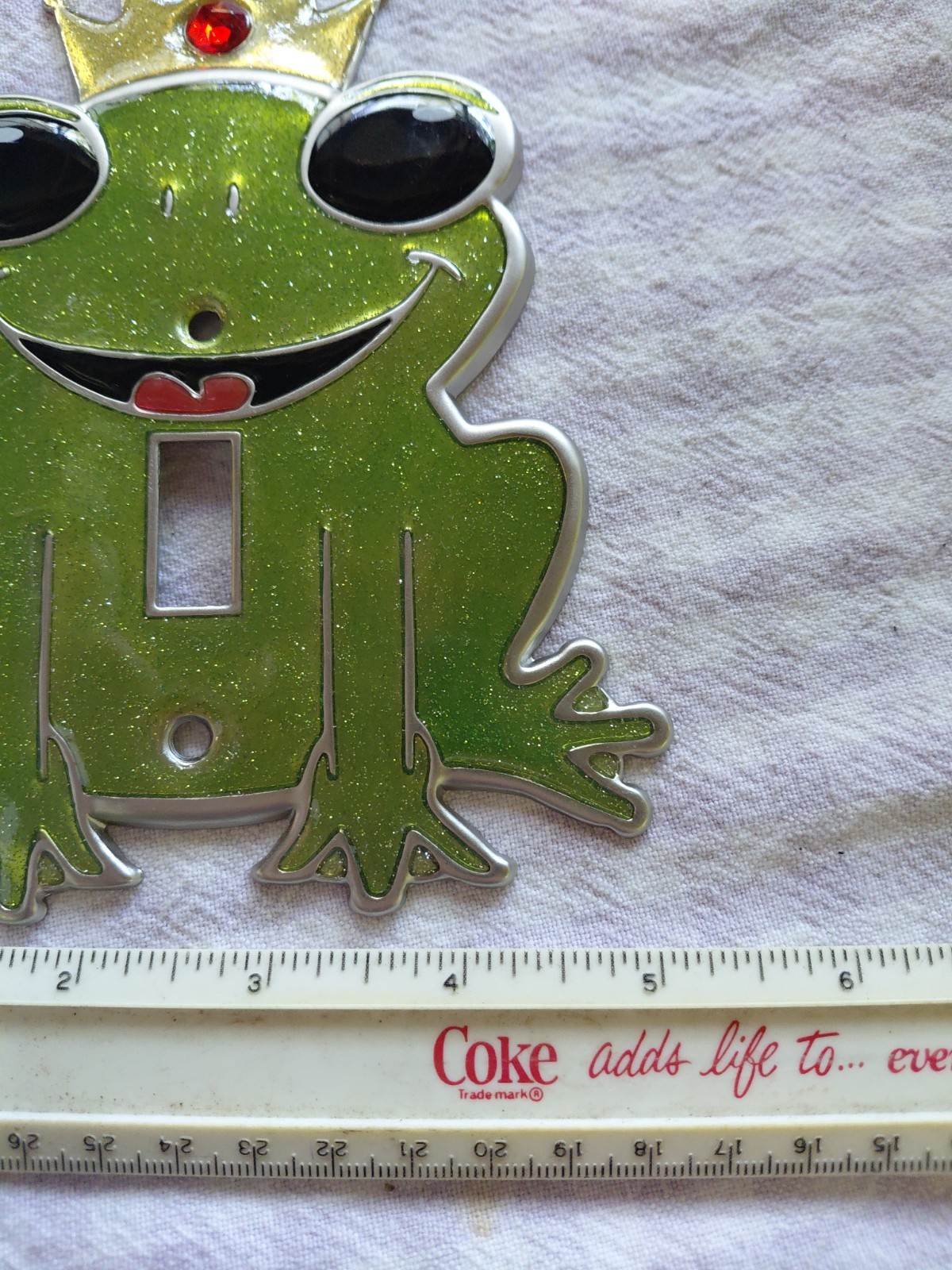 Frog Prince Enamel Light Switch Plate Cover Metal Green Sparkle Rhinestone gallery