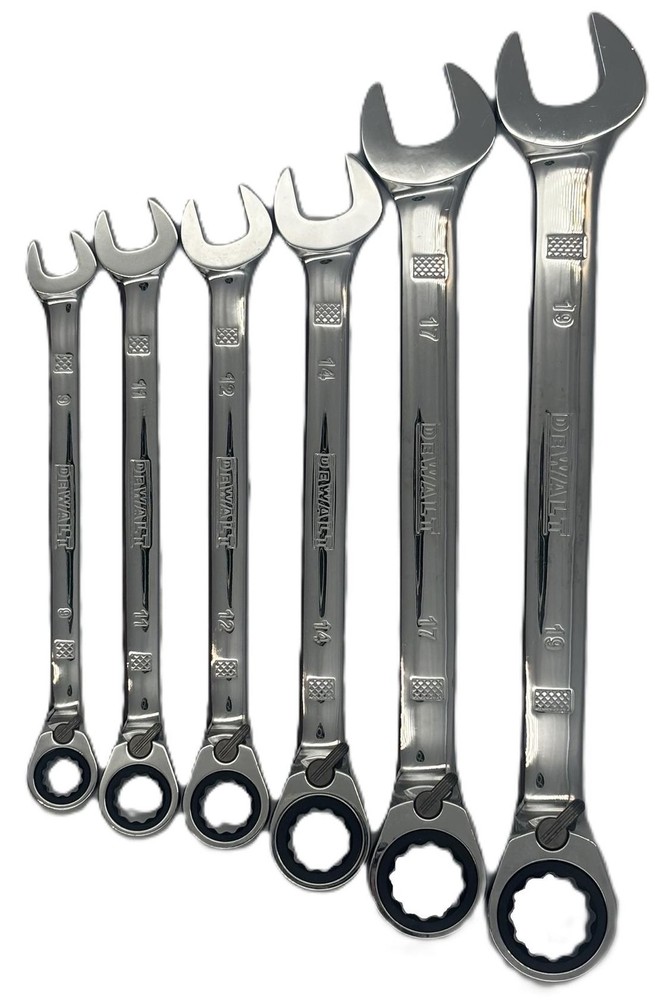 DeWalt 6-Piece Reverse Ratcheting Combination MM Wrench Set - Polished Chrome