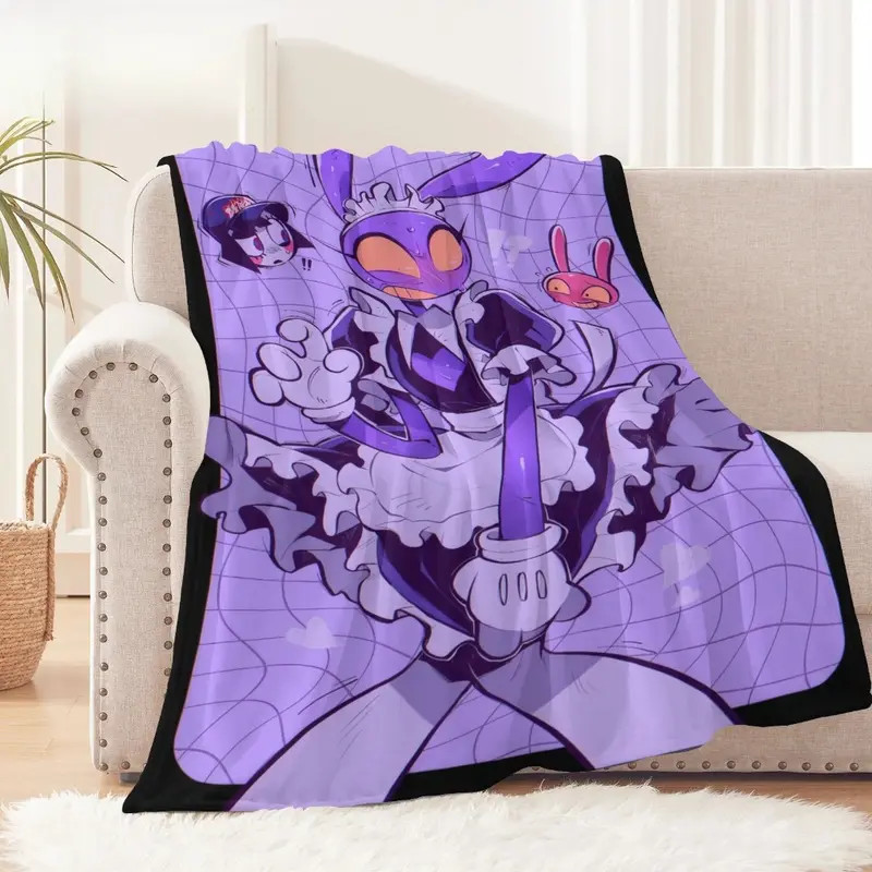 Purple Rabbit Maid Aesthetic Flannel Blanket Cute Anime Style Cozy Sofa Throw gallery
