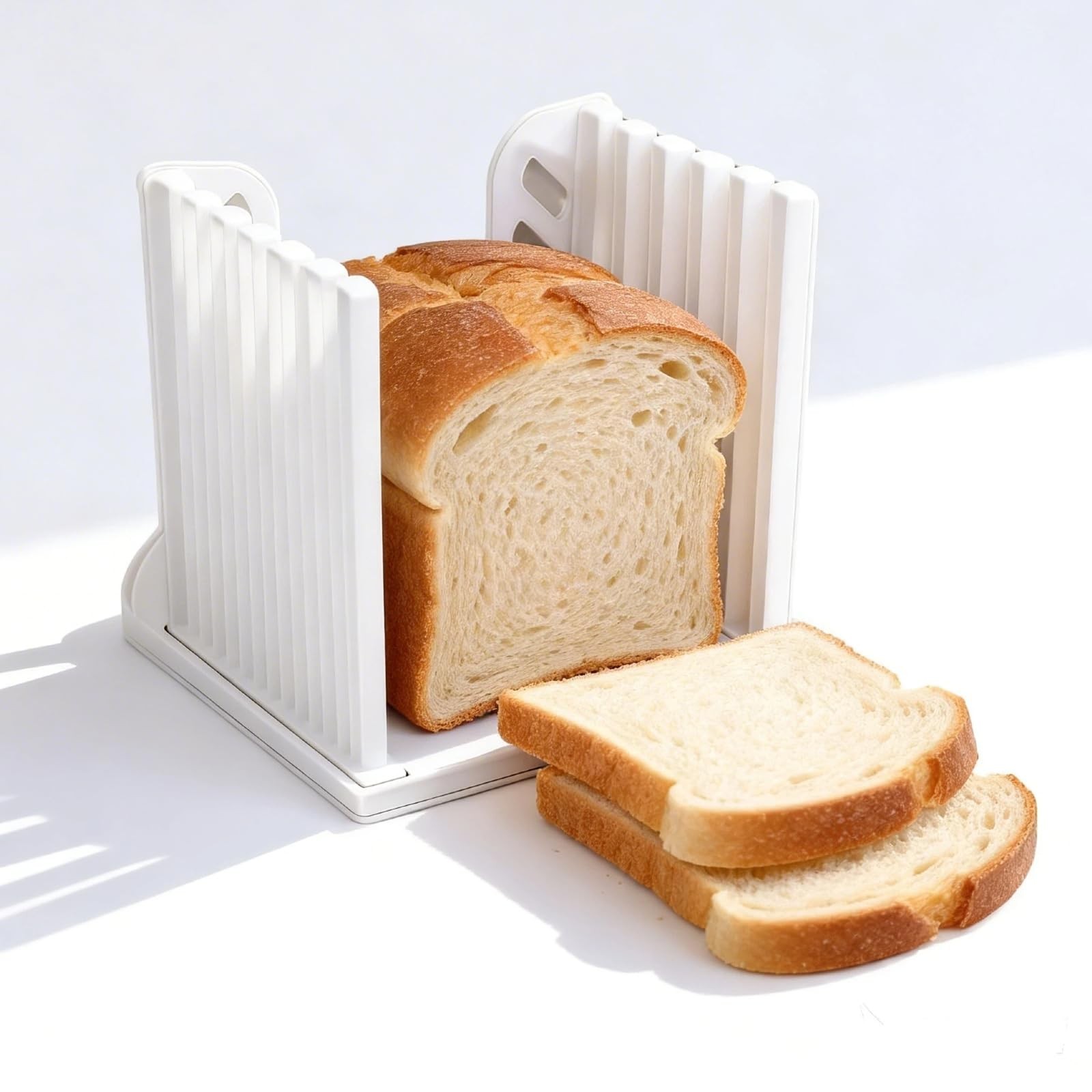 Bread Slicer for Homemade Bread, Adjustable Thickness Slicing Guide Foldable gallery
