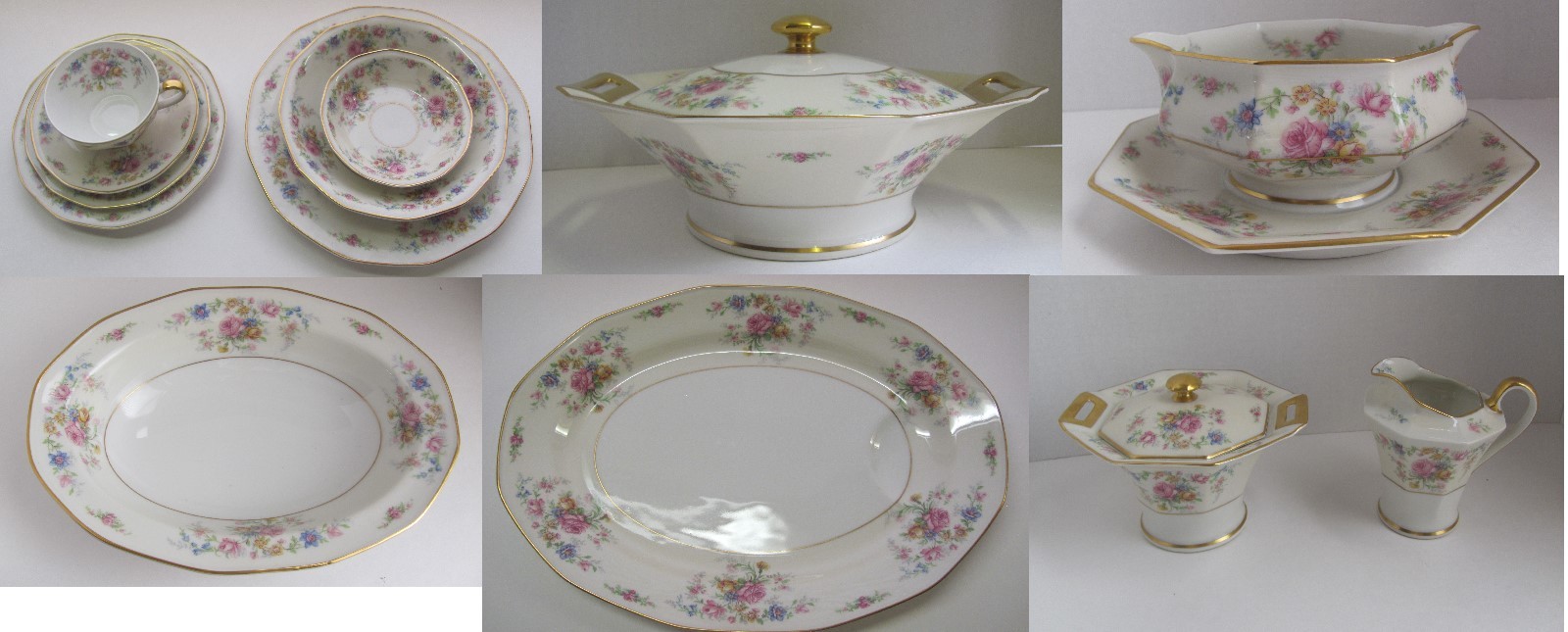 Theodore Haviland Chalfonte Dinnerware Florals Gold Rim Limoges France - Choice gallery