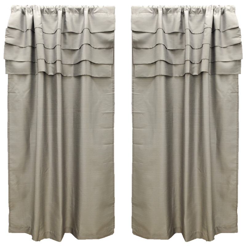 Cameo Faux Silk Panel Pair with Attached Pleated Valance 84”W per pair 63 or 84L gallery