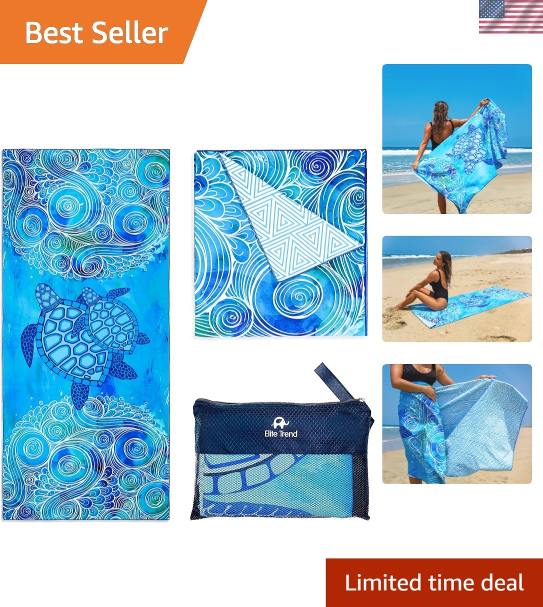 Quick Drying Sea Turtle Microfiber Beach Towel 78x35in - Lightweight & Stylish gallery