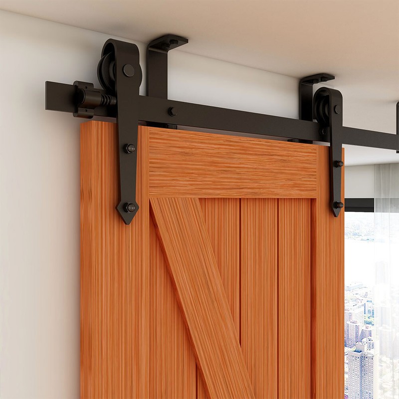 4FT-20FT Ceiling Mount Rail Sliding Barn Door Hardware Kit Track Roller Closet gallery
