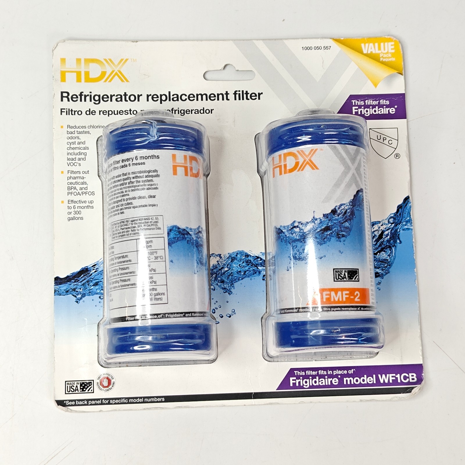 2 Pack HDX Frigidaire WF1CB Refrigerator Replace Filters 1000 050 557 gallery