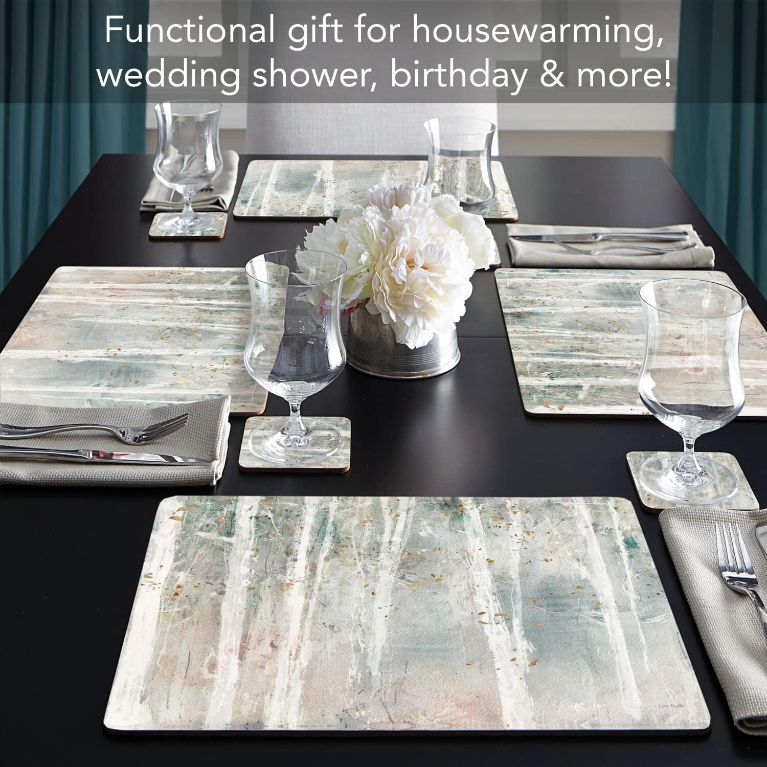Woodland Walk Hardboard Cork Back Tabletop Placemats 4 Pack Made in The USA gallery
