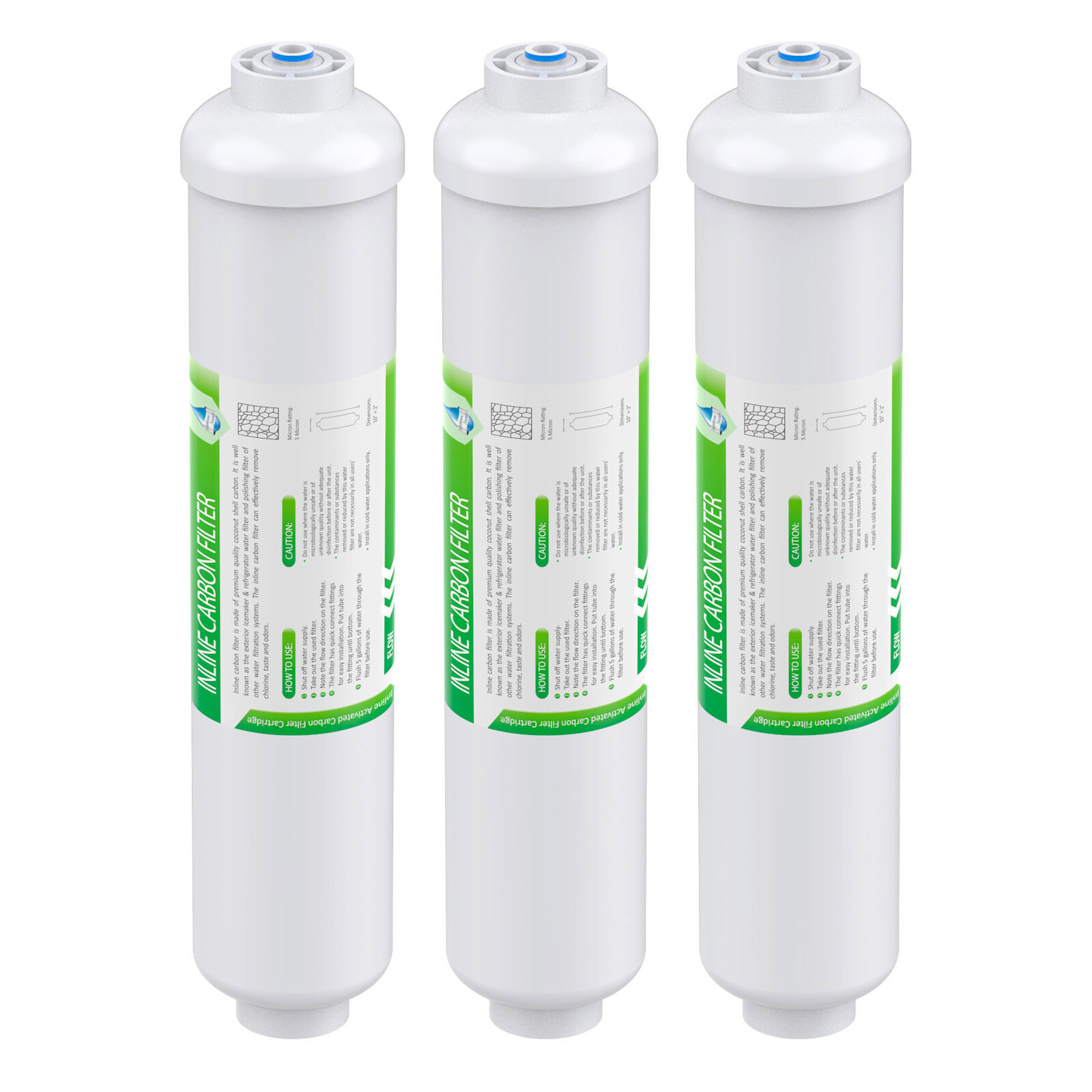 3 Pack Post Carbon Inline Water Filter Quick Connect 1/4" QC Fridge Ice-maker gallery