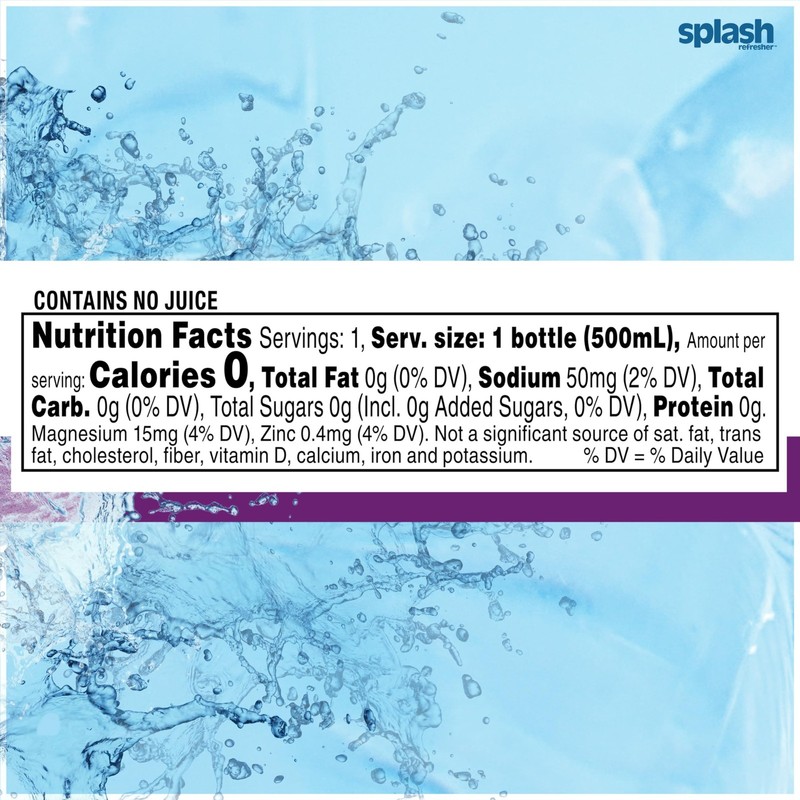 Splash Refresher Acai Grape Flavored Water, 16.9 Fl Oz (Pack of 12), Clear gallery