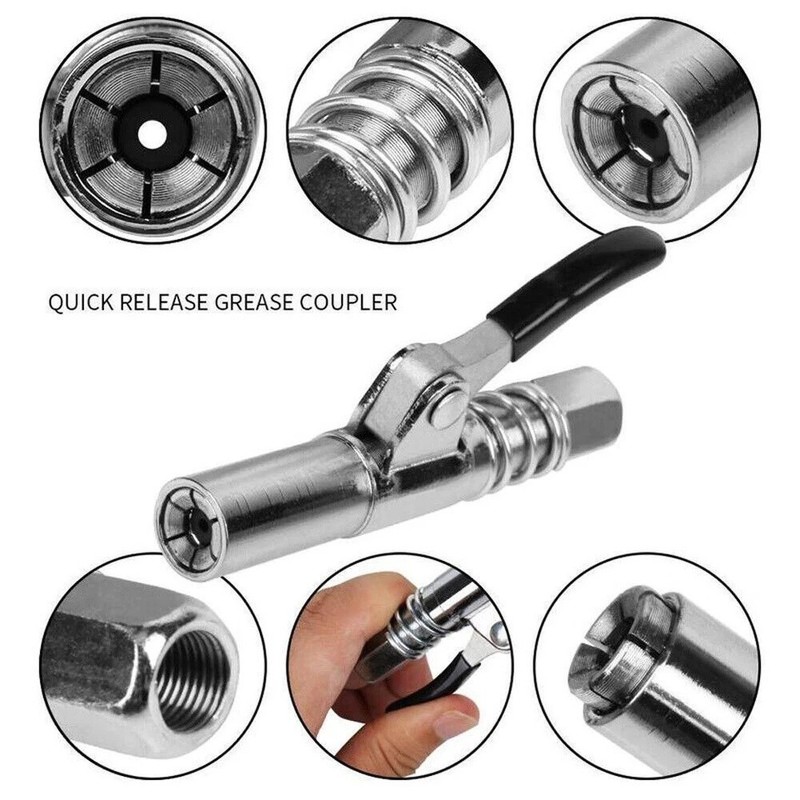 2 Pack Grease Gun Coupler High Pressure Quick Release Lock Oil Injection Nozzles gallery