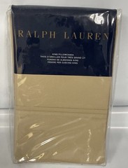 Ralph Lauren RL-464 SOLID PERCALE King Pillowcases Pair Camel Burns New