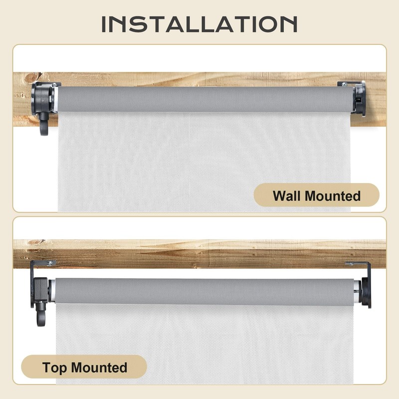 Grey Cordless 5% Openness Outdoor Solar Roller Shade, 95% UV Protection 5x8ft gallery
