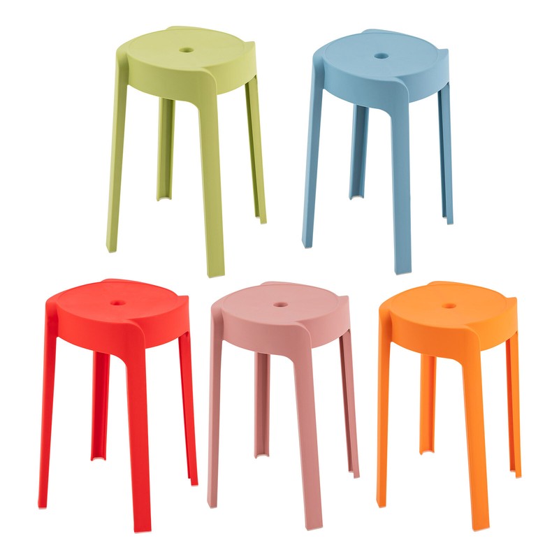 Multi-coloured 5PCS Plastic Bar Stacking Stools L-Shaped For Kids Students New gallery
