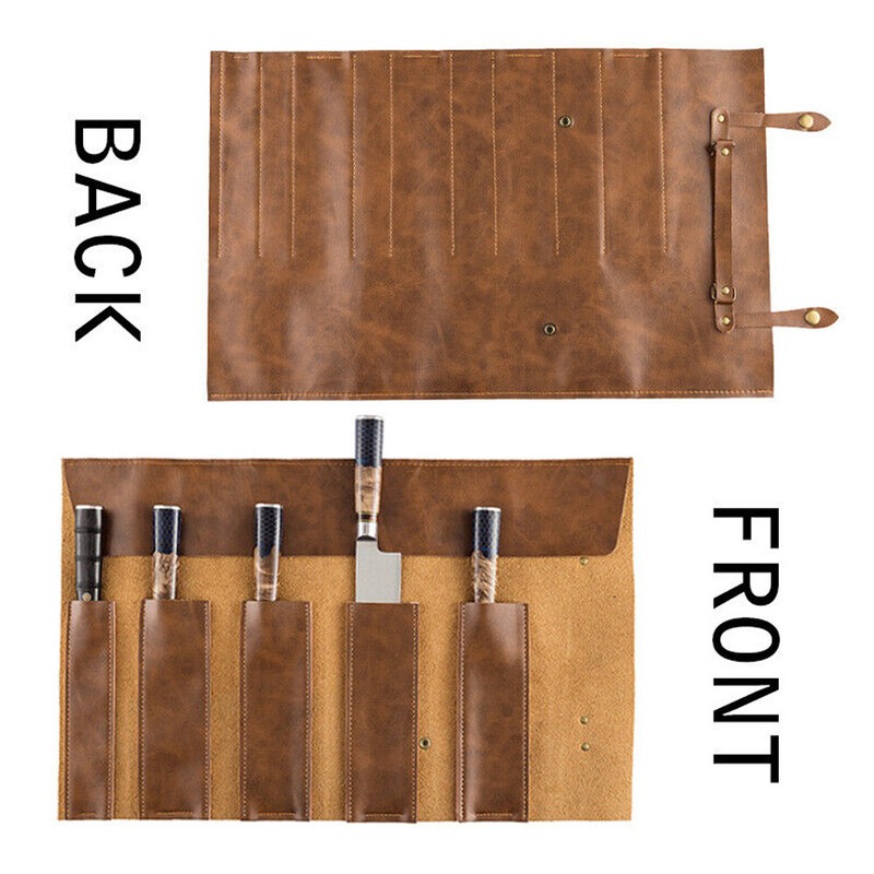 Leather Pocket Knives Roll Carry Storage Case Chef Knife Organiser Bag Portable gallery