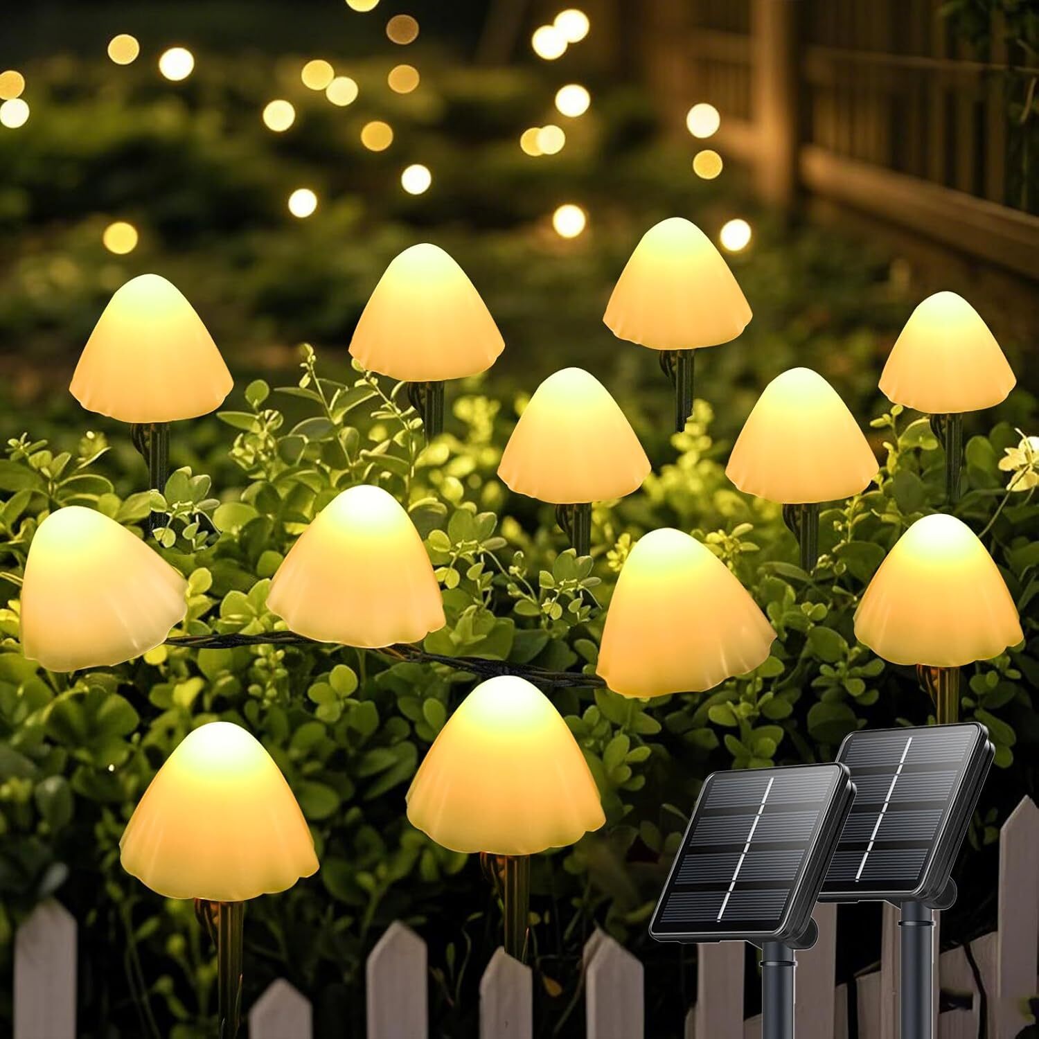 Mushroom Solar Lights Outdoor Waterproof LED Solar String Lights Garden Decor gallery