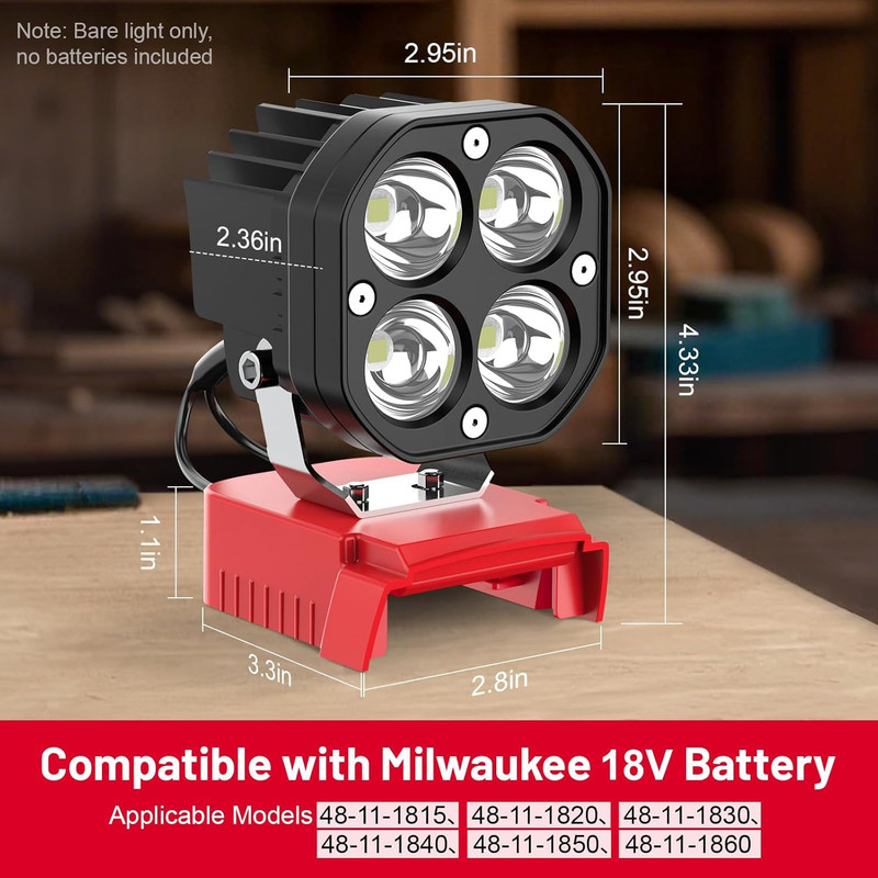 6000LM Work Light Compatible with Milwaukee 18V Battery, Portable 40W LED Light gallery