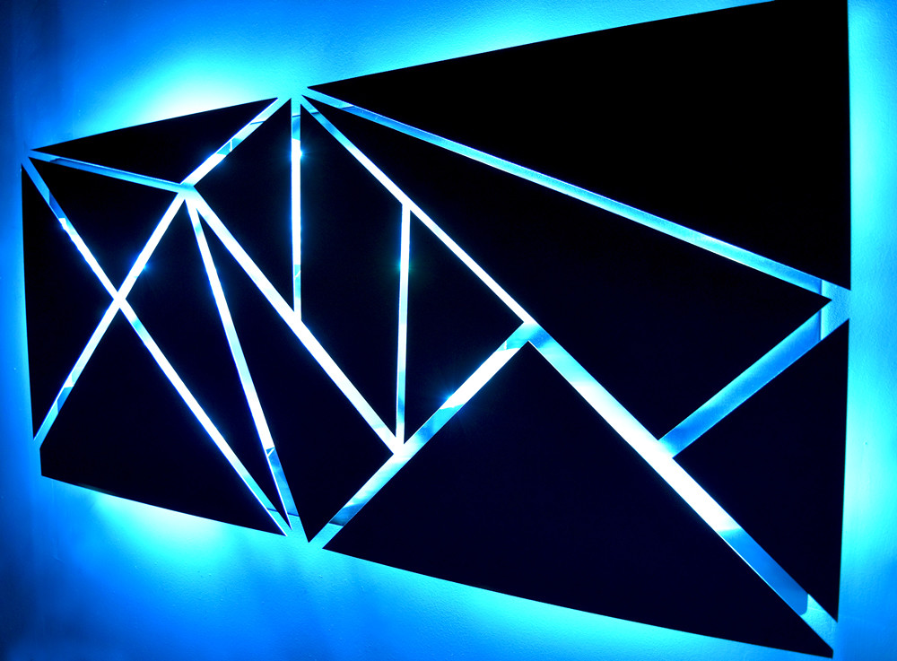 Modern Large Geometric Abstract Metal Wall Art LED Painting Smartphone Control gallery